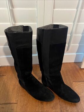 Tsubo Black Knee-High Suede & Leather Boots